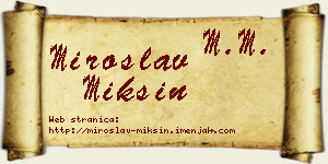 Miroslav Mikšin vizit kartica